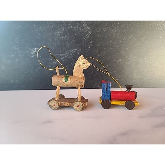 Vintage Wooden Christmas Ornaments - Picture 1 of 10